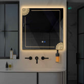 LED Spiegel Quadratisch | Touch-Schalter | Anti-Beschlag-Funktion | Warmweißes Licht - Reyze Seria Good Vibes Model 7